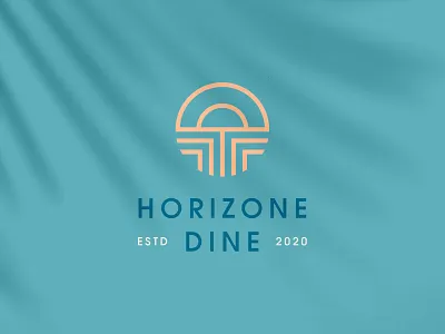Horizone Dine beach branding clever dine dinner elegant flat food geometry icon logo mark minimal restaurant sea table