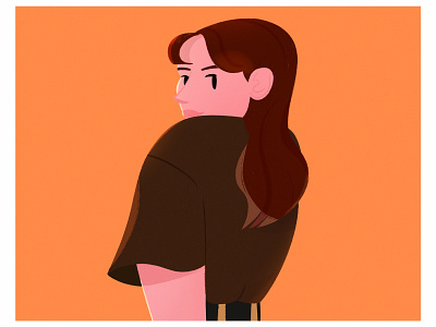 Self portrait flat girl illustration