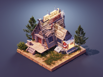 Mystery (S)hack 3d blender diorama gravity falls illustration isometric lowpoly mystery shack render