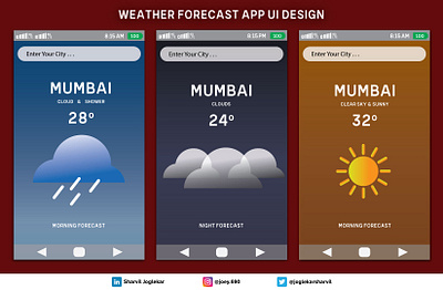 WEATHER FORECAST APP UI 3d app branding design graphic design icon illustration logo ui vector