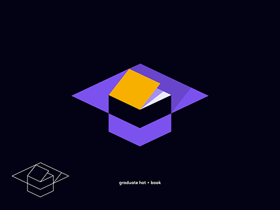 Graduate Hat + Book book college concept design education geometric graduate hat lines logo school science university