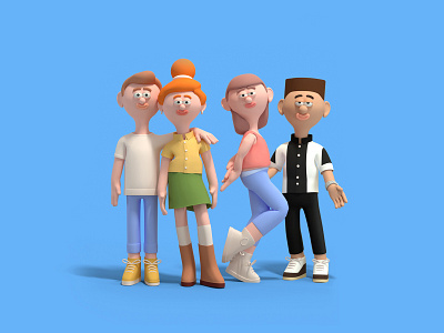 Sex Education Characters 3d 3d character 3d design andras csuka cartoon character children cinema4d design digital art education educational content illustration kids kids education sex education teens