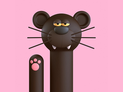 Hi! 3d 3d character andras csuka animal animal character avatar black panther cartoon cat character cinema4d cute character digital art hi! illustration kids profile picture wild cat