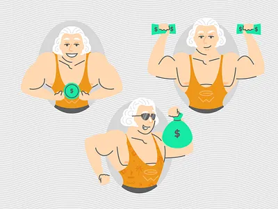 Buff GWs body dollars finance flexing george washington gw money muscles president savings wig