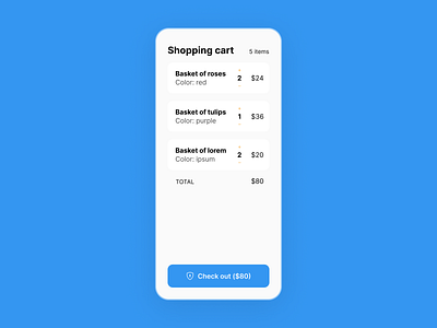 Shopping cart | Daily UI #058 058 app cart checkout daily ui daily ui 058 dailyui dailyui 058 dailyui058 design e commerce ecommerce figma interface shop shopping shopping basket shopping cart ui ux