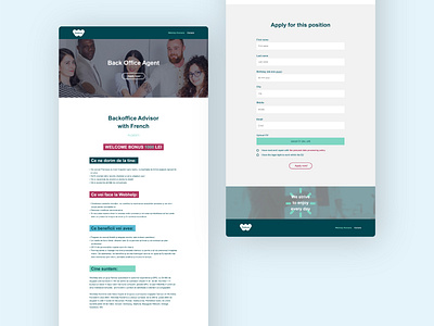 Webhelp - Job description Page callcenter career clean community desciption design job landing page marketing page recruitment ui web
