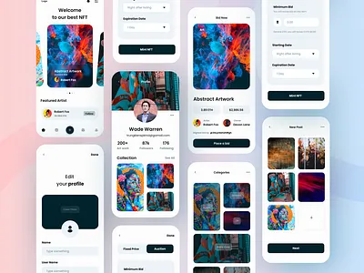NFT Mobile app app design branding design graphic design illustration illustrator logo minimal mobile app nft ui user experience user interface ux uxui vector