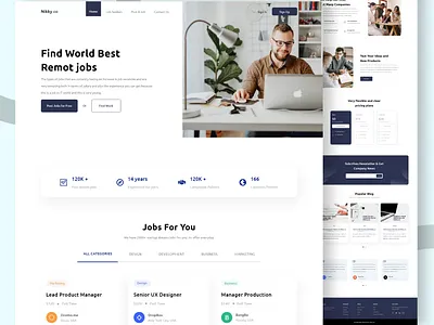 Remote Jobs Website Landing Page Design apps ui bootstrap responsive ui branding creative ui design figma design graphic design homepage design jobs jobs site ui landing page design remotejobs sham uiux ui ui designer uiux website website design webui xd design