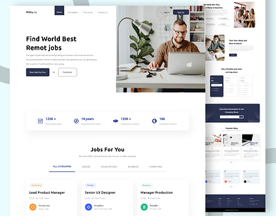 Remote Jobs Website Landing Page Design apps ui bootstrap responsive ui branding creative ui design figma design graphic design homepage design jobs jobs site ui landing page design remotejobs sham uiux ui ui designer uiux website website design webui xd design