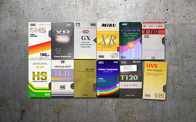 Imaginary VHS Cassettes 3d design printed retro typography vhs