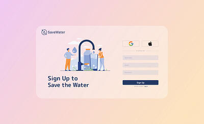 SaveWater - Sign up colors daily ui dailyui design signup ui web