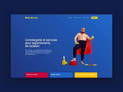 WonderCleaner ⸺ Homepage branding cleaners cleaning concept design fun hero heroes homepage landing page marvel super hero webdesign website