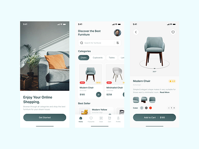 Furniture Shopping App – Elegant UI for Modern Homes app design branding design figma illustration mobile app design prototyping ui ux uxui web web design website