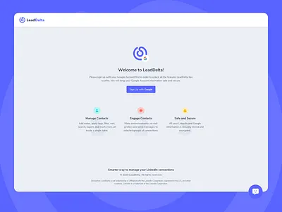 LeadDelta - Login with Google app design google leaddelta linkedin log in login product product design sign sign in single sign on sso steps tutorial ui web welcome