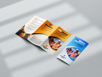 Construction Trifold Brochure ads banner branding company brochure construction brochure construction flyer construction trifold brochure design graphic design illustration instagram banner logo social media cover ui vector