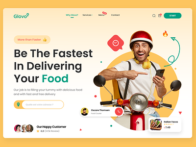 Glovo Delivery deliver food delivery glovo illustration landing design landing page logo typography ui ux web web app web design webdesign website website design