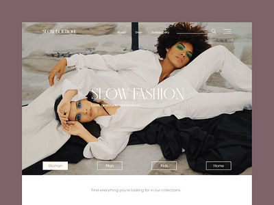Slow Boutique Landing Page autumn beige brand concept design e commerce editorial fashion landingpage minimalism shop ui ux violet webdesign white