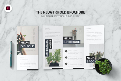 Neua Trifold Brochure background bifold brochure business catalog clean design fold illustration indesign magazine magazine fold magazine trifold modern print printable professional template trifold trifold brochure