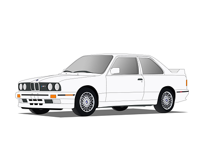 White E30 Illustration car design e30 graphic design illustration