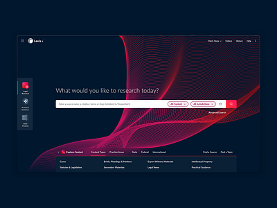Dashboard - Legal Research Web App abstract clean colorful dark dashboard desktop dock flat gradient minimal modern search simple wave web app