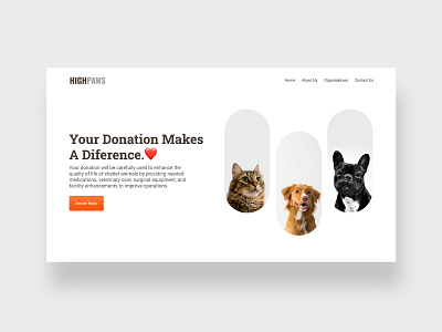 Highpaws - LP animal animal shelter animals autolayout charity dog donations figma landing page landingpage mockup ui uidesign