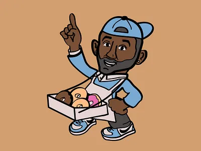 Dough Boy Donuts (Melvin) 1950s cartoon character illustration retro screenprint vector