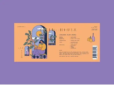 Golden Plum Sour label aged beer beer beer label branding brewery craft beer craft beer label design illustration plum sour