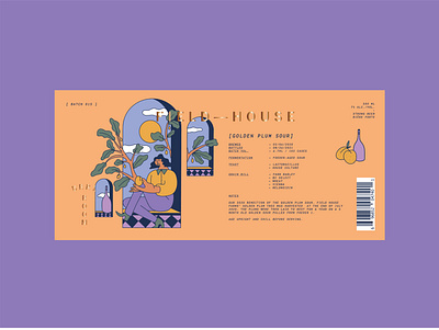 Golden Plum Sour label aged beer beer beer label branding brewery craft beer craft beer label design illustration plum sour
