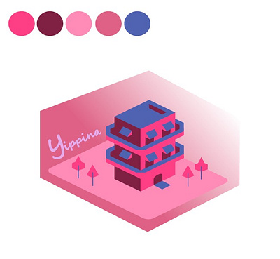 Torre Rosa city design illustration isometric love pink purple street typography vector