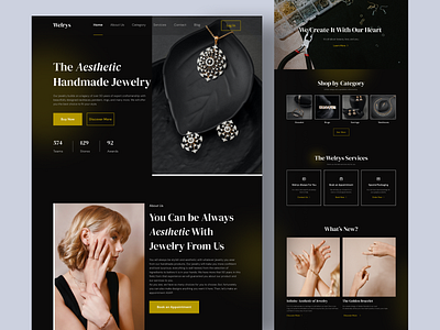 Welrys💍 • Handmade Jewelry Maker Landing Page branding dark dark mode design handmade jewelry jewelry landing page landing page design minimal ui ux web web design website