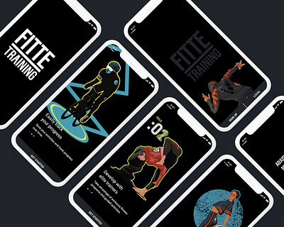 Fitness App Onboarding app branding character design digital art illustration logo mobile onboarding responsive ui user experience user interface ux