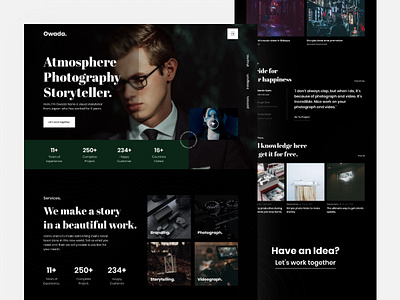 Landing Page Portfolio Photography and Cinematography app branding design flat typography ui ux