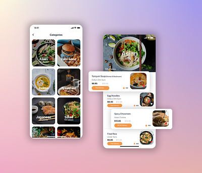 UI/UX design of food delivery mobile app (iOS & Android) adobe xd app design clean ui delivery app design e commerce app ui figma food delivery app ui food order ios mobile app mobile app mobile app design super app trending ui ui design uiux ux ux design uxdesign