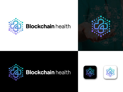 Blockchain health logo and branding app icon app logo blockchain health brand identity branding clinic logo creative logo dual meaning flat logo gradient logo healthcare logo hospital logo logo and branding logo design medical logo medical tech minimal logo minimalist logo modern logo pharmacy logo