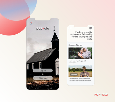 POP+OLO : Church Community App app church community map religious support ux design