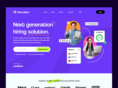 HR Hiring Platform Landing Page Animation hire hiring hr human resources job finder job platform landing page animation recruit recruitment ui web web design