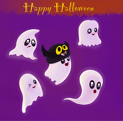 A family of Halloween ghosts! art branding cartoon game cartoon ghost character art character design cute game design game halloween procreate art themed games