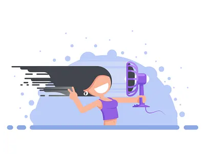 Fan character fan flat girl illustration inktober vector