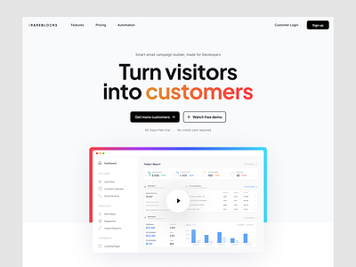 Email Marketing SaaS Landing automation coder design developer email hero section homepage interface landing marketing saas startup ui ui kit website