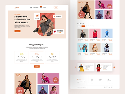 E-commerce Landing Page. branding creative design ecommerce landing page fashion header homepage identy landing page minimal poject product shop trendy ui user interface web webdesign website