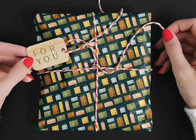 Christmas Present Wrapping Paper christmas christmas presents design flat illustration illustration illustrator mockup procreate texture wrapping paper