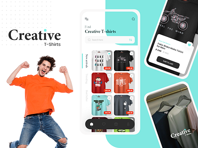 Creative T-Shirts app branding design illustration logo typography ui uiux ux vector