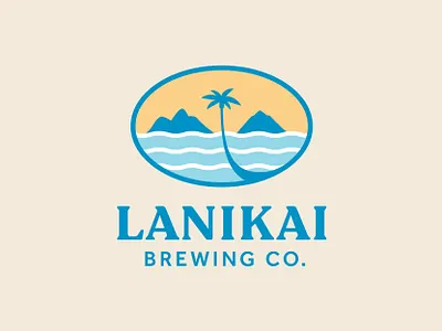 Lanikai Brewing Logo beach beer branding brewing design hawaii island islands lanikai logo oahu ocean palm tree tree tropical typography water