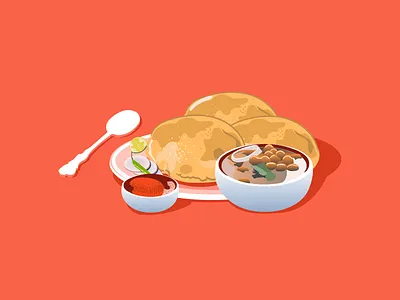 Chole Bhature_Indian Food chole bhature food graphic design illustration illustration ux ui indian