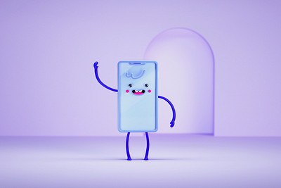 Smartphone character 3d blue c4d cgi character cinema 4d door guy illustration render smartphone