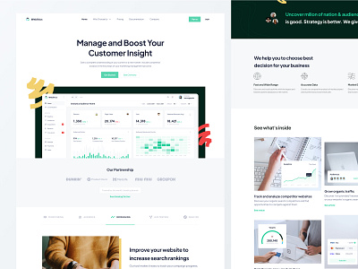 Weblitics - Landing Page ads analytics audiences chart clean clean design dailyui green landing page seo statistic strategic ui white