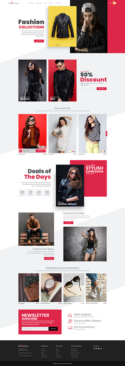 Nu Fashion e commerce fashion garment langing page ui website