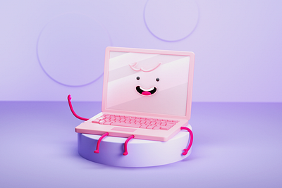 Laptop character 3d c4d cgi character character design cinema 4d design friend guy illustration laptop pink purple render