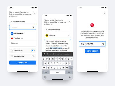 drop.cv / HR Service app hr ios mobile ui ux