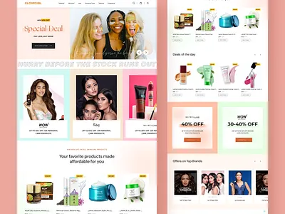 Shopping Website for Cosmetics and Beauty Products cosmetics ecommerce home products shopping ui website website design